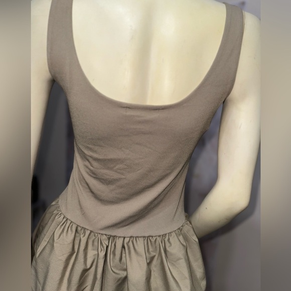 Sleeveless Double Scoop Neck  Bubble Skirt Dress In Olive Green Size L NWT - Picture 7 of 12
